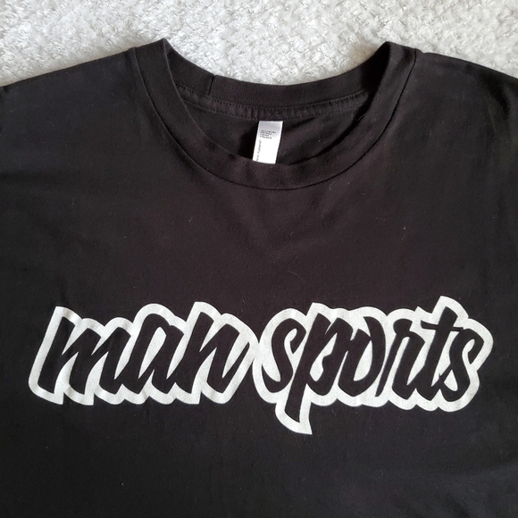 AMERICAN Apparel " Man Sports " Black T-Shirt Size Large - Picture 2 of 3